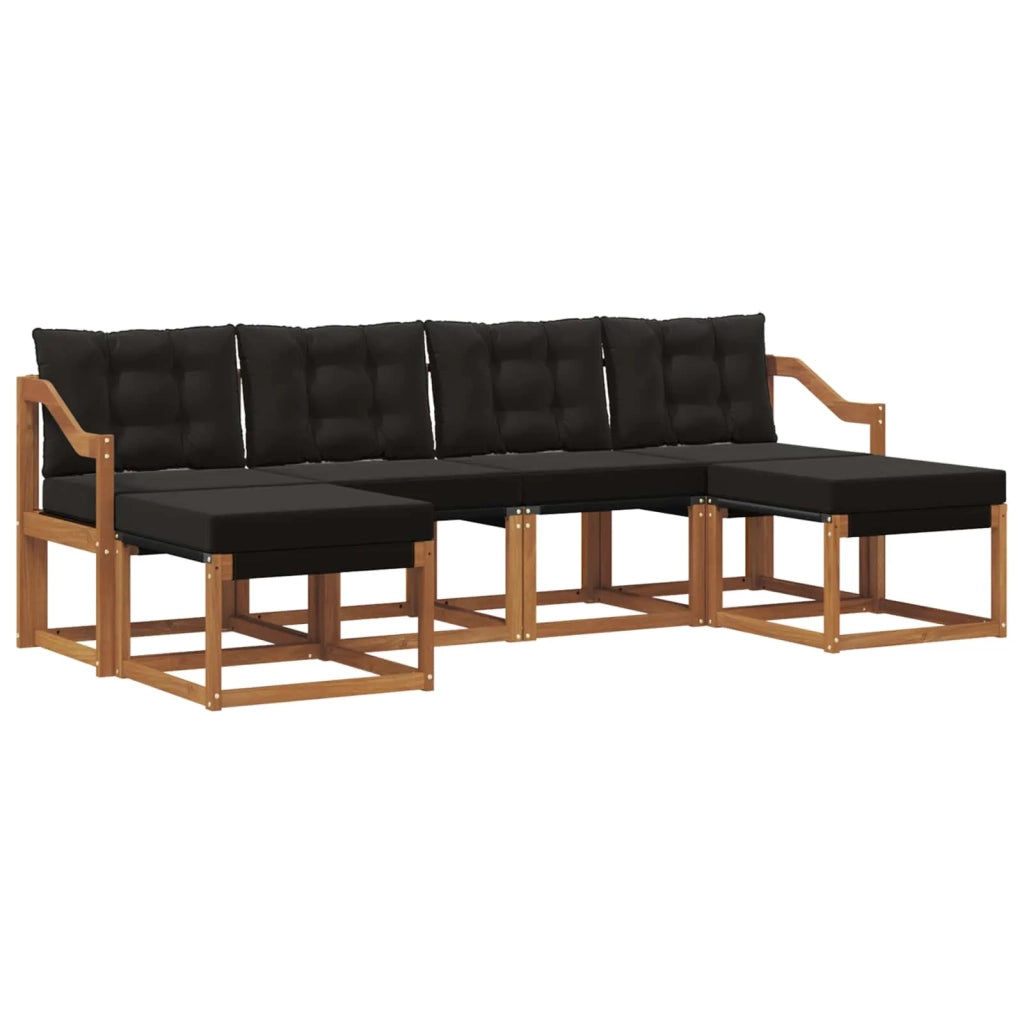 Set di divani da esterno con cuscino 6 pcs Naturale e Nero 3368939