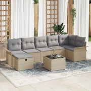 Set Divano da Giardino con cuscino 8 pcs Beige Poly Rattan 3360241