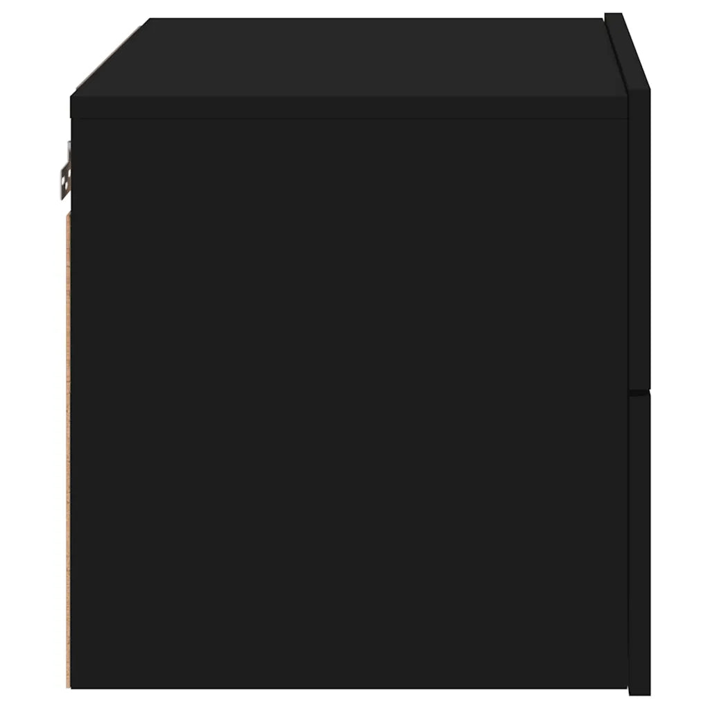 Comodino a Parete con Luci LED Nero 836814