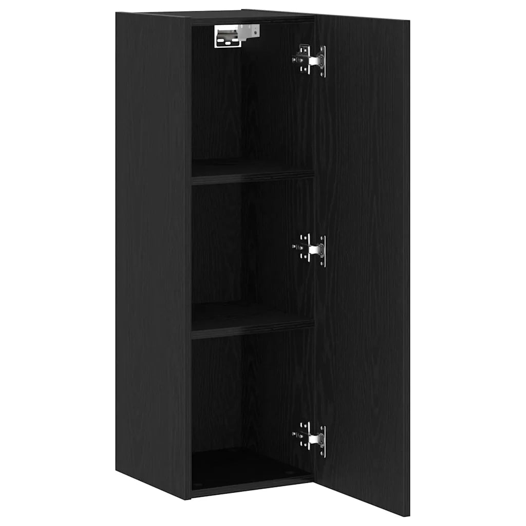 Mobile TV da Parete 2 pz | Armadietto TV | Mobile Porta TV Rovere Nero 30,5 x 28,5 x 90 cm