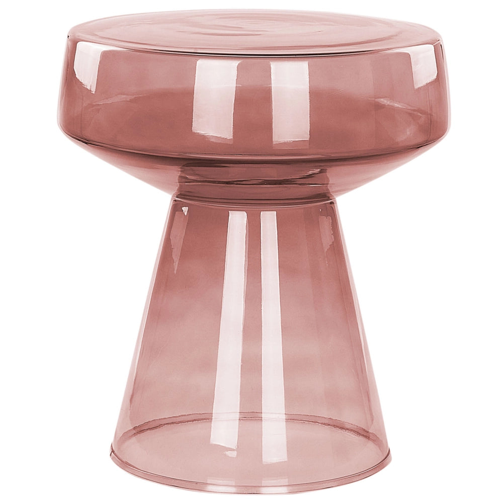 Set di 2 Tavoli da caffè in vetro trasparente rosso moderno di forma ovale design moderno contemporaneo