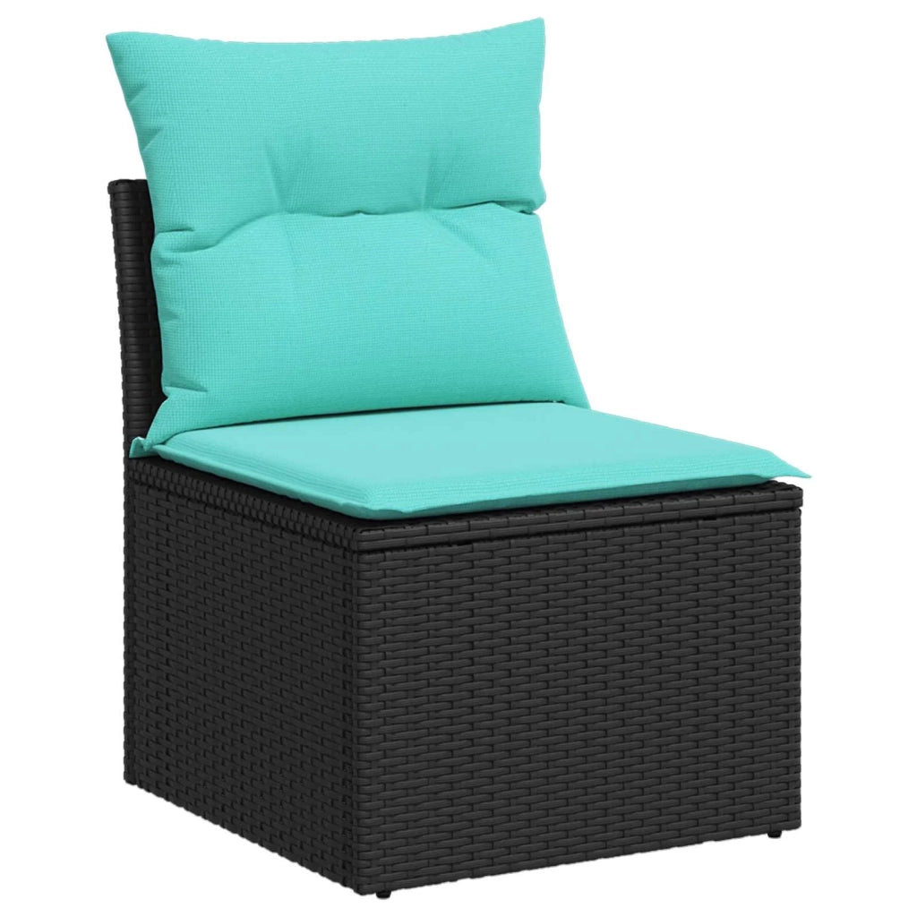 Set di divani 8 pz Nero e Blu Rattan sintetico e Acciaio 3448532