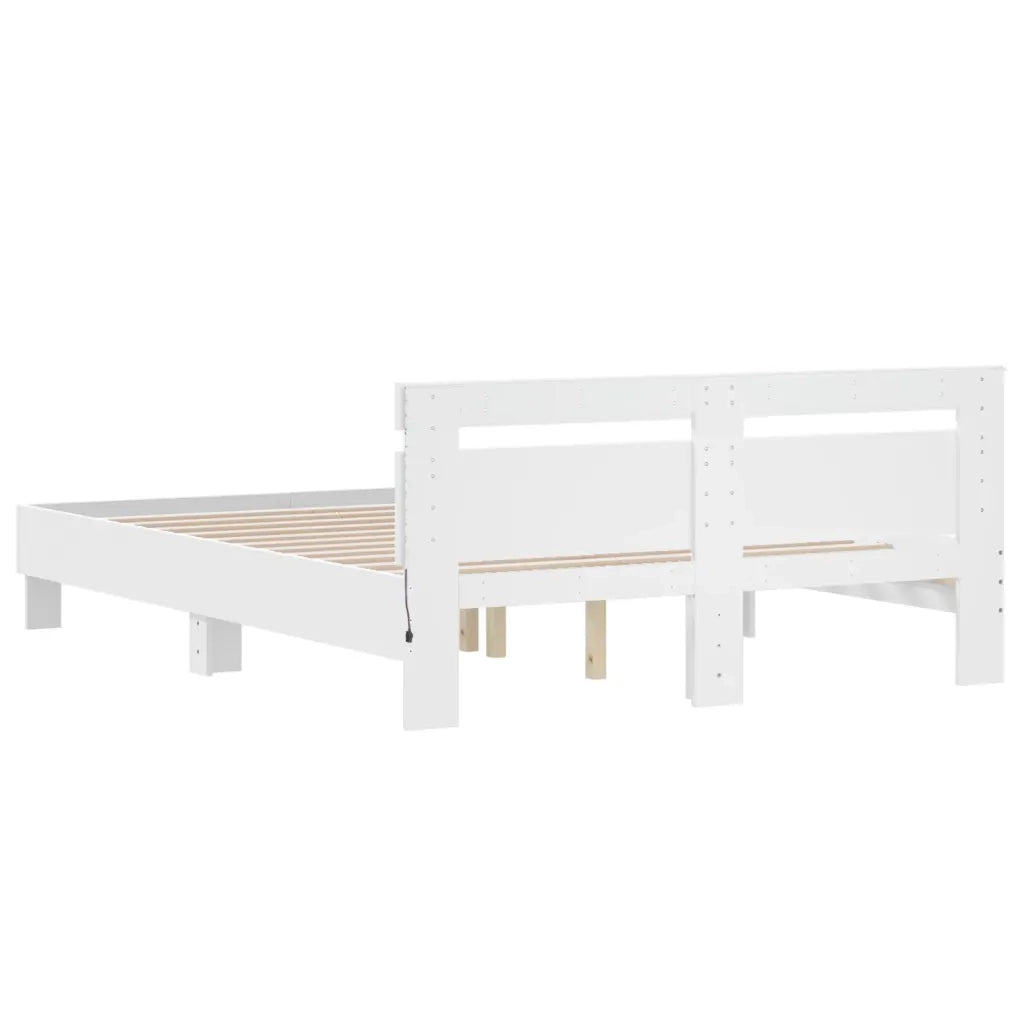 Giroletto con Testiera e LED Bianco 140x190 cm 3207560
