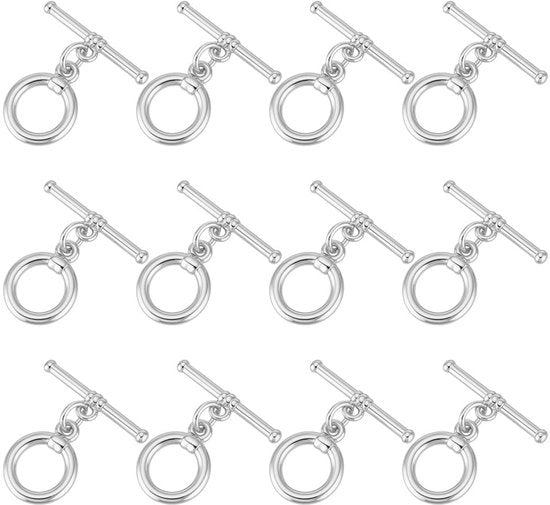 12 Set di Chiavi a Battente a Cerniera a Sfera in Platino Verniciato - Chiavi a Battente - Chiavi a Cerniera - Accessori per Oreficeria - Creazione di Collane/Bracciali - Materiale Duraturo