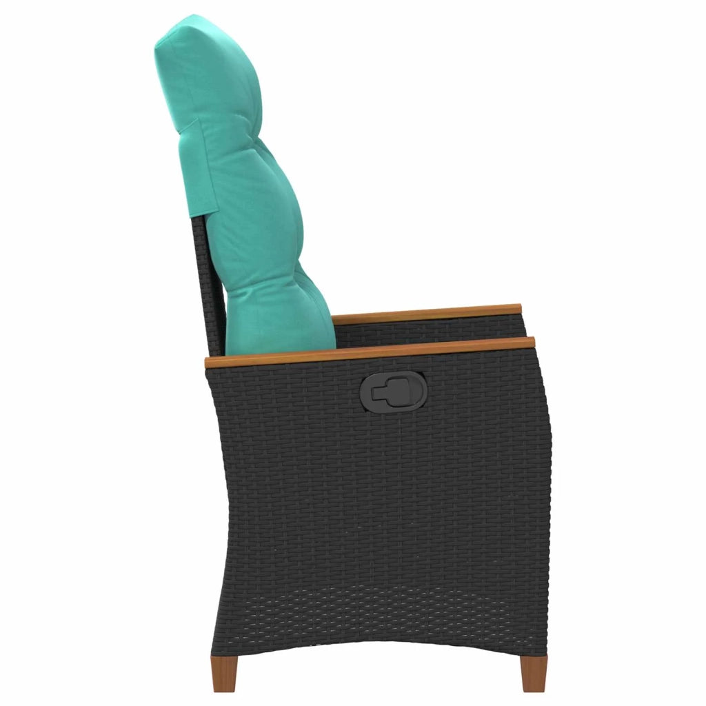 Sedia da giardino reclinabile Nero e Turchese polyrattan 42026868