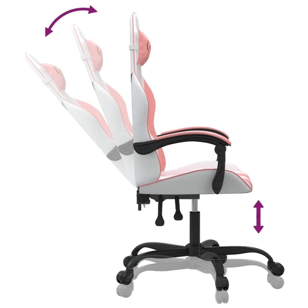 Sedia da Gaming Bianco e Rosa in Similpelle 3143899