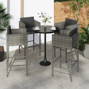 Sgabelli da Bar 4 pz con Cuscini Grigi in Polyrattan 316661