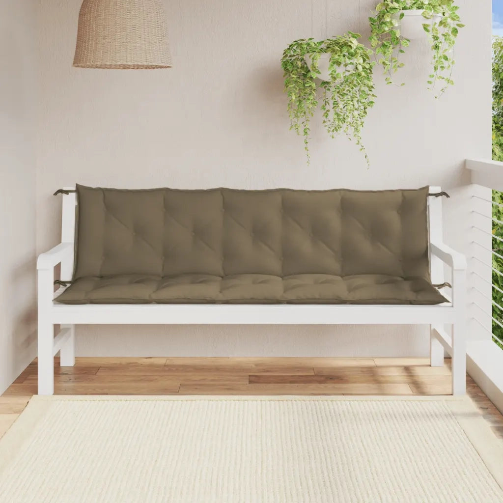 Cuscini Panca Giardino 2 pz-Set di 2 Cuscini per panchina da esterno Tortora M¨¦lange 180x50x7 cm Tessuto