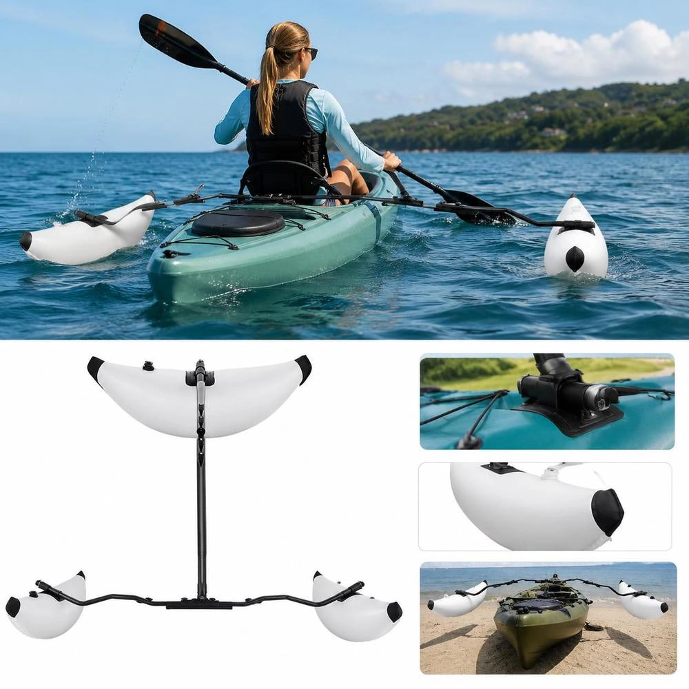 Kayak Outrigger Stabilizer 2.1 - 2.4 M Adjustable Length Paddle Boat, 36 Cm Wide Float Stabilizer Set, 2 Pieces Whitewater Kayak, PVC Float Balancing Accessory For Inflatable Canoes