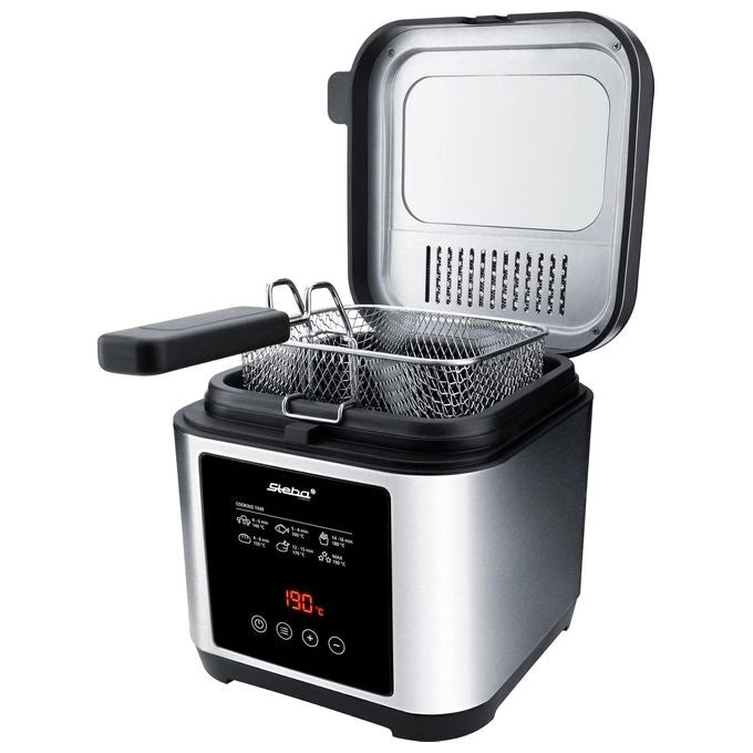 Steba 263500 DF 150 Frittura in Acciaio Inox 2 5 L 1200 W Timer Digitale Regolazione Temperatura Continua fino a 190 °C colore Nero Acciaio Inox