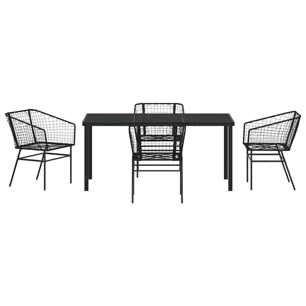 Set da Pranzo per Giardino 5 pcs Nero polyrattan
