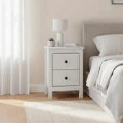 Comodino Karlstad61A con 2 cassetti colore bianco 39x30x54H