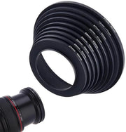 Adattatore per Filtro Fotografico - Set di Anello di Filtro - Alta Qualità Metallo - Diametro 37 mm a 82 mm - Adattatore Lente - Adatto per Fotografia - 9 Pezzi