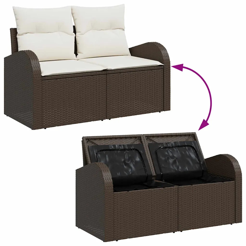 Set Divano da Giardino 7 pcs Marrone Rattan in Polipropilene 3357301