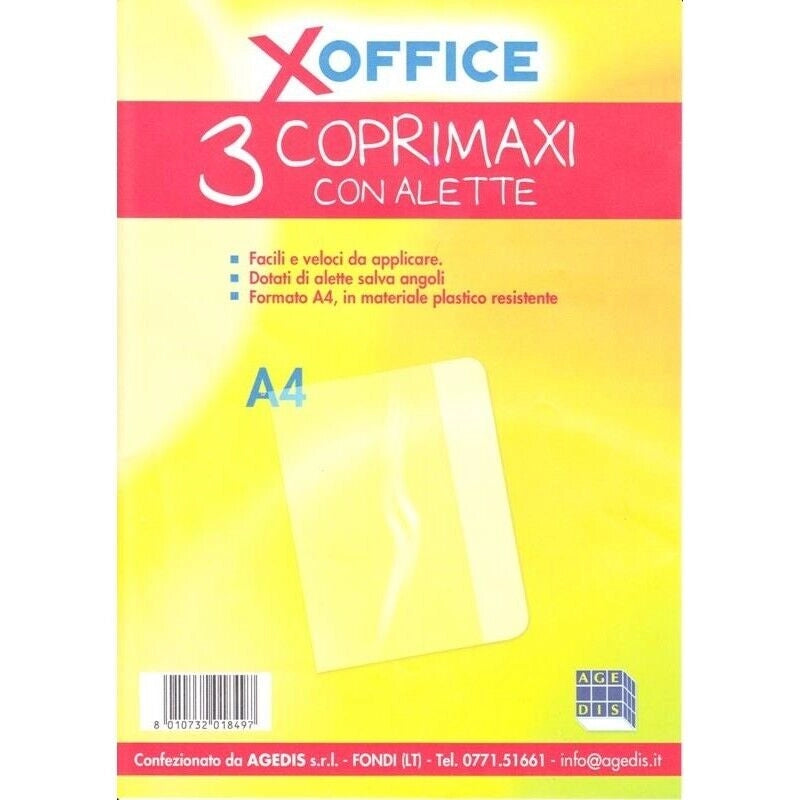 COPRI QUADERNO MAXI CON ALETTE 3PZ TRASPARENTE