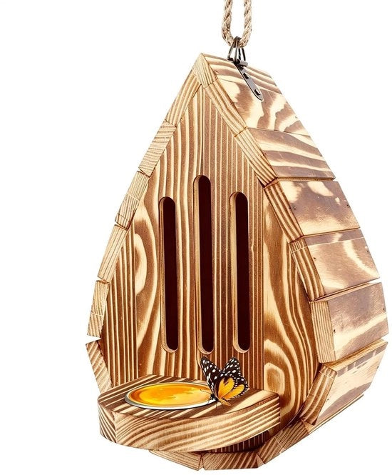 Hotel per insetti in legno - resistente all'usura - decorazione per giardino - habitat per farfalle - per giardino/balcone - aggiunta educativa 21 x 14 x 9 cm
