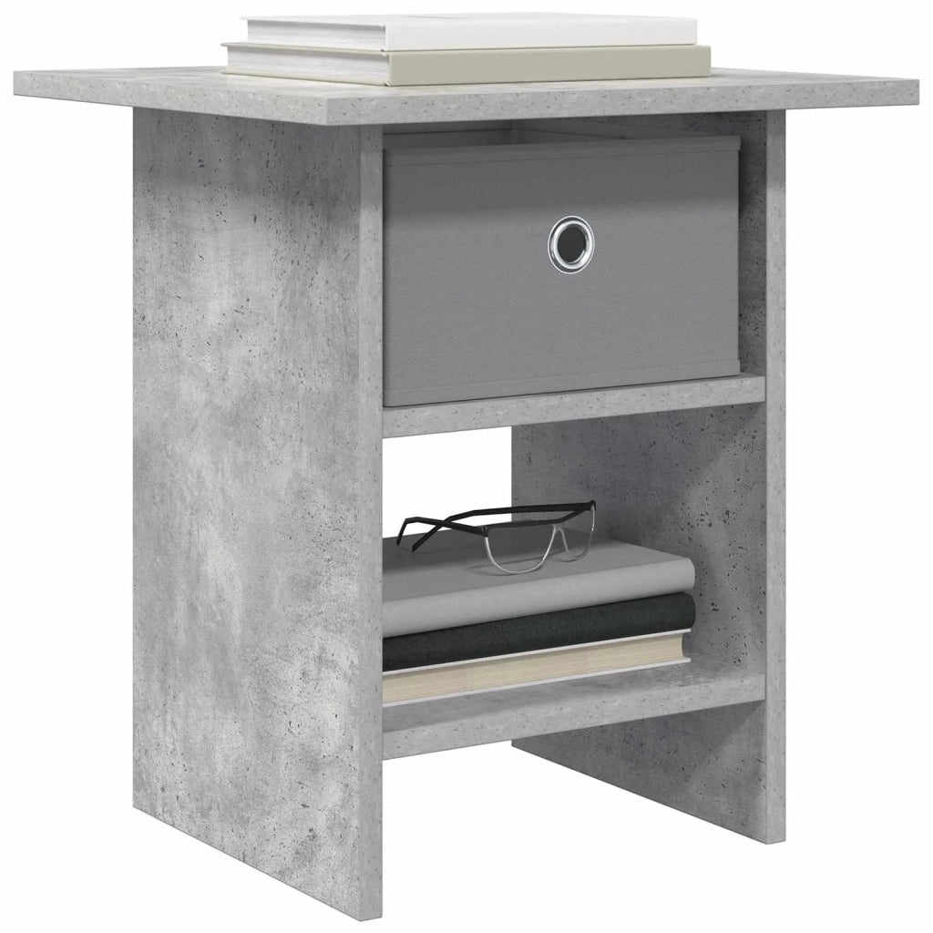Set di 2 Comodini | Armadio da Notte | Mobiletto da notte Grigio cemento 41 x 40 x 45 cm Legno multistrato