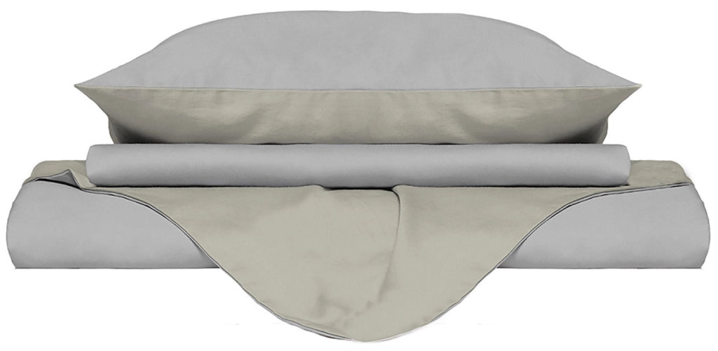 Copripiumino Matrimoniale con Sacco e Federe Doubleface Grigio Chiaro/Panna