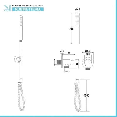 Set doccia incasso completo con soffione 20 slim e kit doccia  Punta+