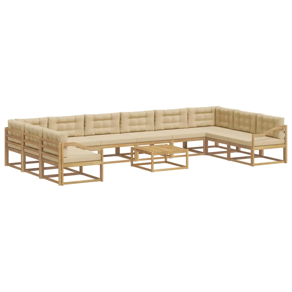 Set di divani da esterno con cuscino 11 pcs Bianco e Beige 3387157