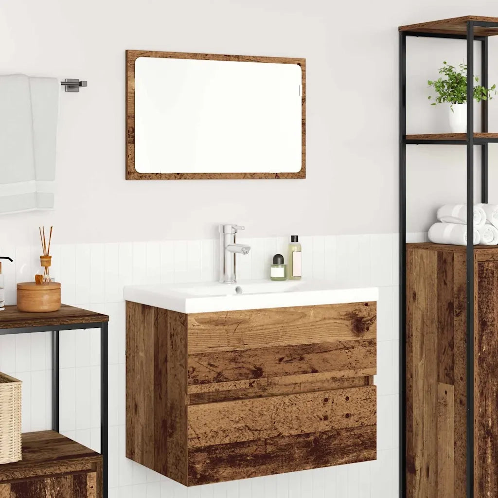 Set di mobili per il bagno con cassetto 3 pcs Legno vecchio