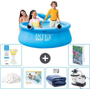 Piscina Rond Opblaasbar Easy Set - 183 x 51 cm - Blu - Balena - Inclusa Palline Filtro - Letto Ombrellone - Velatura Solare - Pomp Filtro Piscina - 7 pezzi