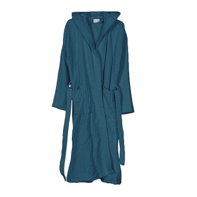 Accappatoio turchese 100% cotone taglia M con tasche cappuccio e cintura
