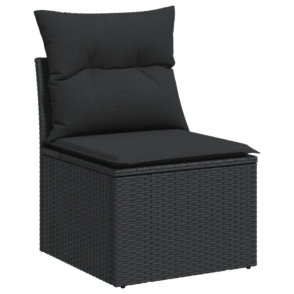 Set Divani da Giardino 4 pz con Cuscini Nero in Polyrattan 3224431
