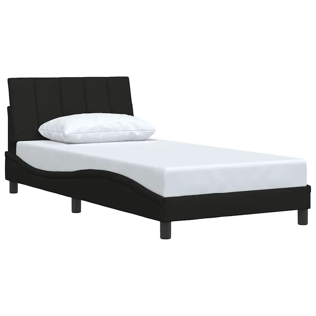 Letto singolo | Letto per adulti | Giroletto senza Materasso Hanko Nero 100x200 cm in Tessuto