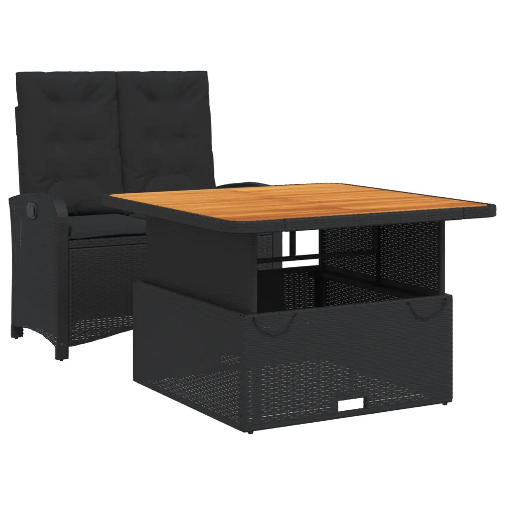 Set da Pranzo da Giardino 2 pz con Cuscini Nero in Polyrattan 3277331
