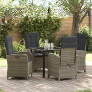 Set da Pranzo per Giardino con cuscino 5 pcs Grigio polyrattan