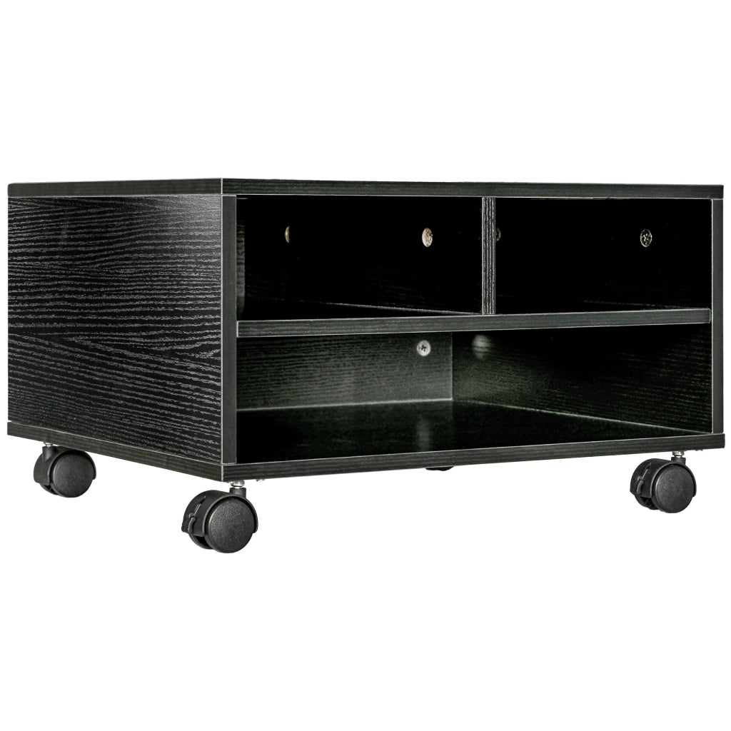 Scrivania con Ruote e 2 Ripiani ¨C Minimal ¨C Legno, Nero, 47x40x22.5cm