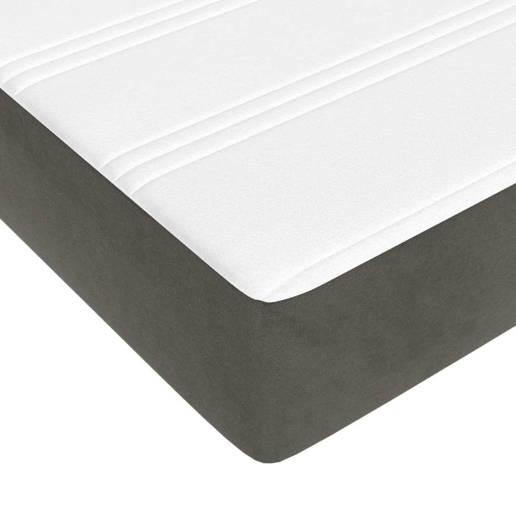 Materasso a Molle Insacchettate Rigidità Media Grigio Scuro 180x200x20 cm in Velluto 347849