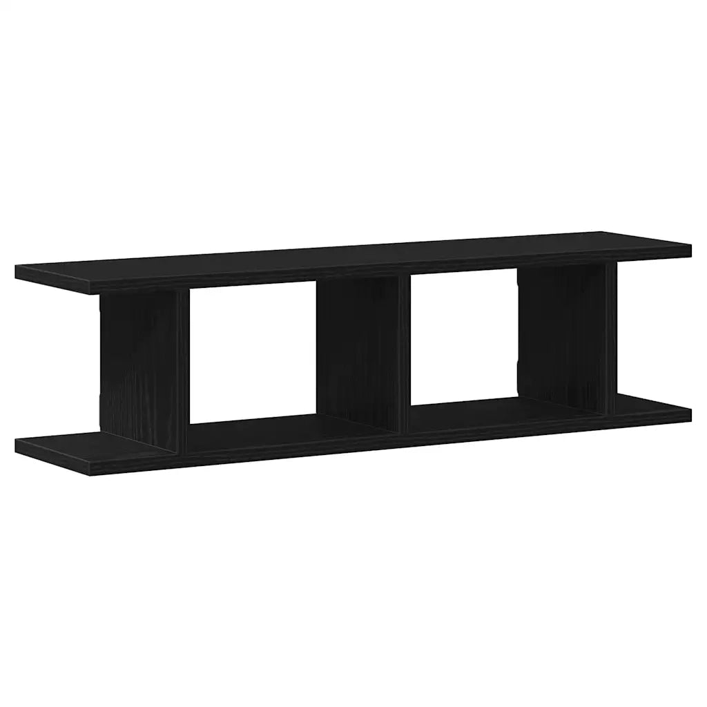 2 pz Mensole da Parete | Scaffali a Parete | Ripiano a parete Rovere Nero 75x18x20 cm in Truciolato