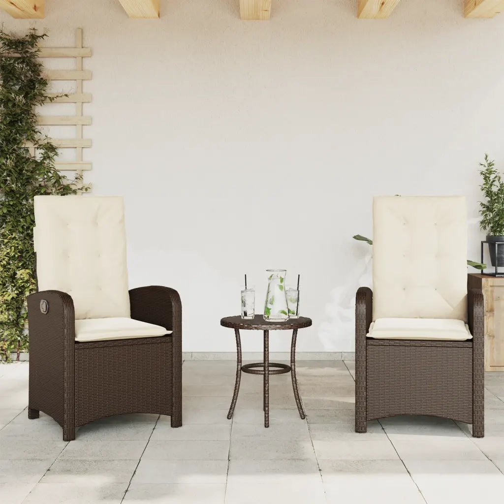 Set Bistrò 3 pz con Cuscini Marrone in Polyrattan 365178