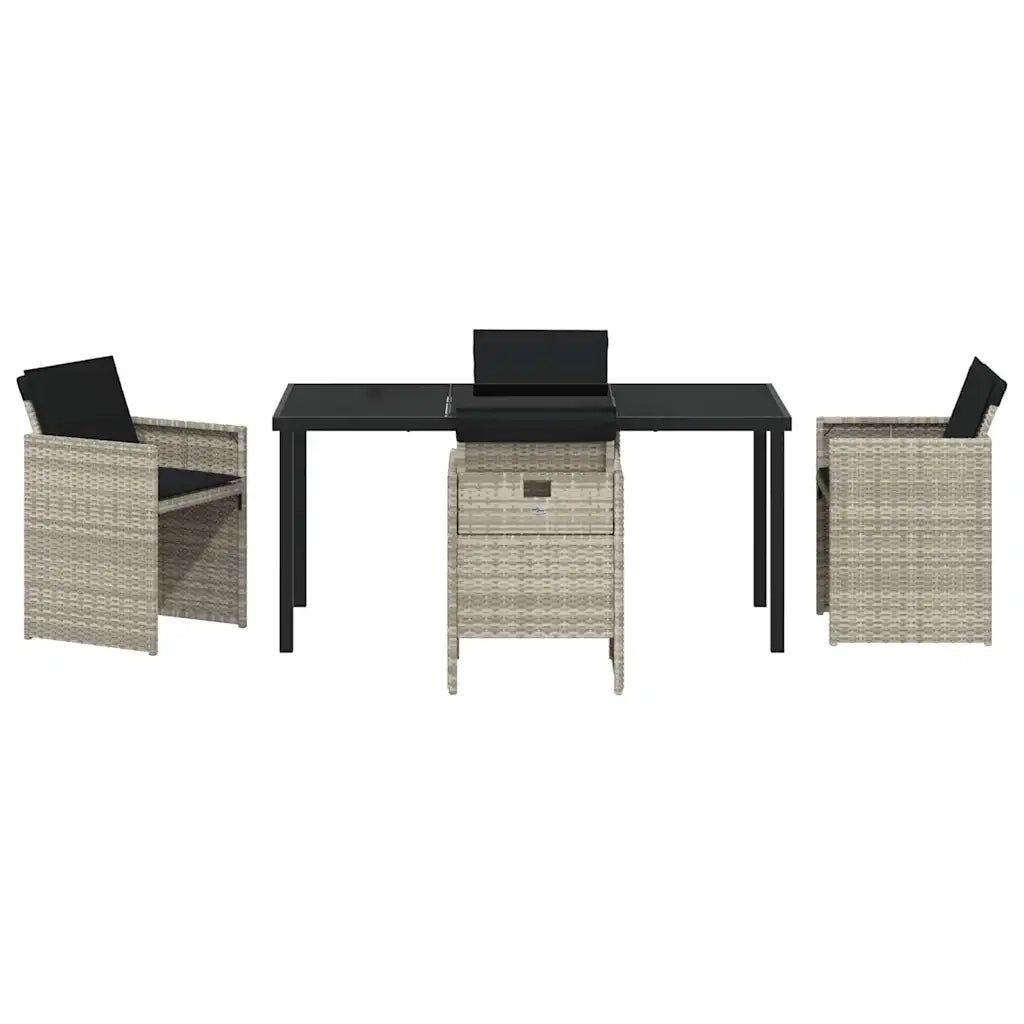 Set da Pranzo per Giardino 5 pcs Grigio chiaro polyrattan