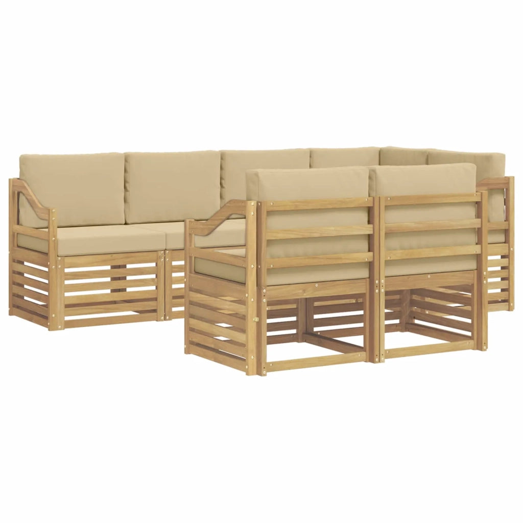 Set di divani da esterno 7 pcs Bianco e Beige 3392013