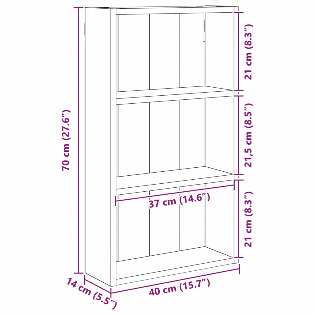 Armadio da Bagno | Mobile da Bagno a muro Rovere Nero 40 x 14 x 70 cm