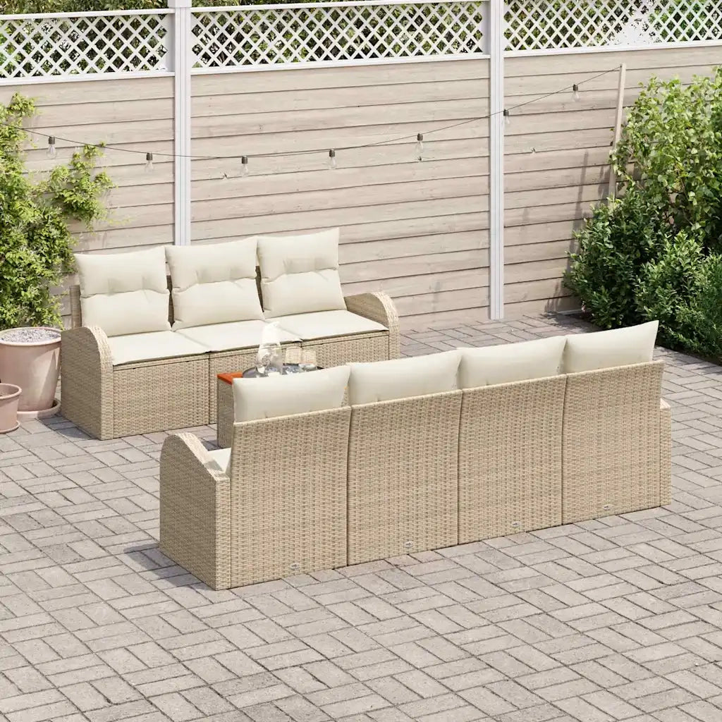 Set Divano da Giardino con cuscino 8 pcs Beige polyrattan