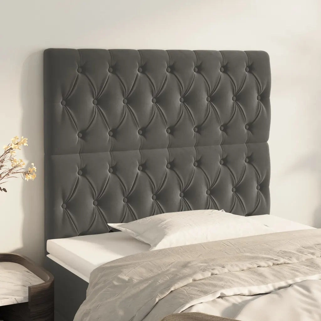 Testiera | Testata Grigio Scuro 100x7x118/128 cm Velluto