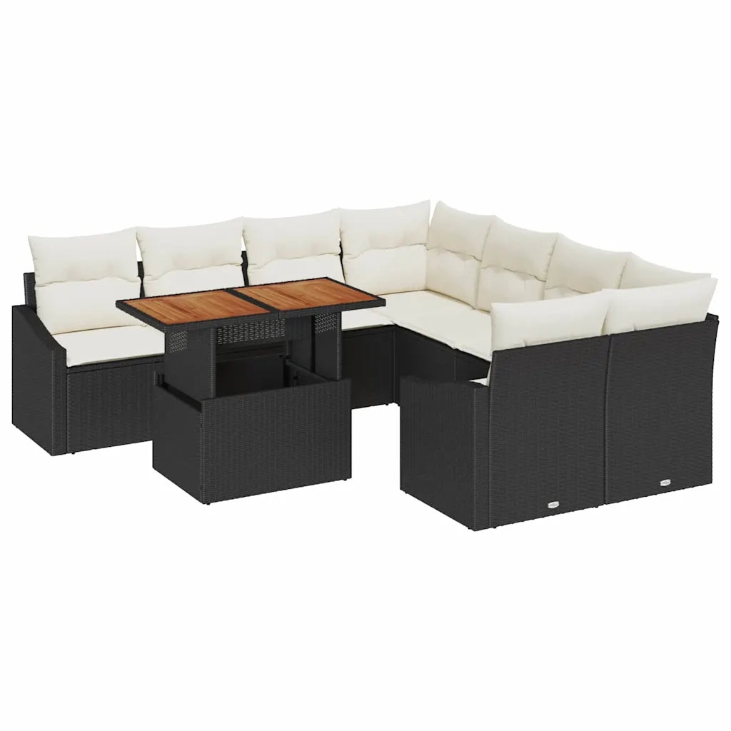 Set da Pranzo per Giardino Nero e Crema 100 x 55 x 73 cm
