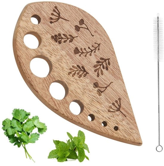 Strumento per schiacciare foglie di verdura in legno - Scuotitore di spezie - Penna di spazzatura - Accessorio da cucina - Regalo - Materiale di alta qualità in noce nero
