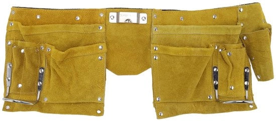 Cinturone di lavoro in pelle - Resistente - Con più tasche - Cinturone regolabile - Chiusura rapida - Adatto per lavori di carpenteria - Dimensioni 49x20cm - Cinturone per attrezzi