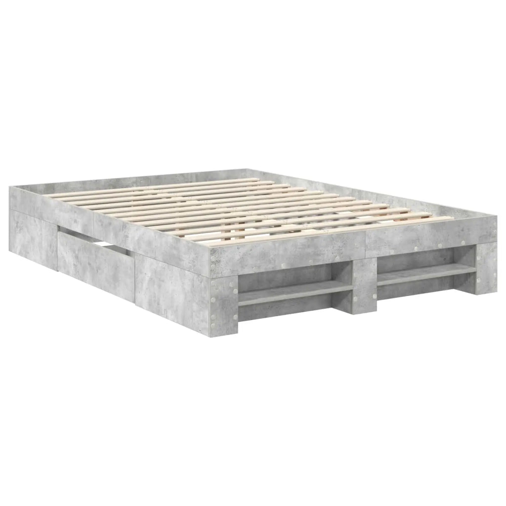 Letto matrimoniale | Letto per adulti | Struttura del letto con testiera Grigio cemento 160 x 200 cm