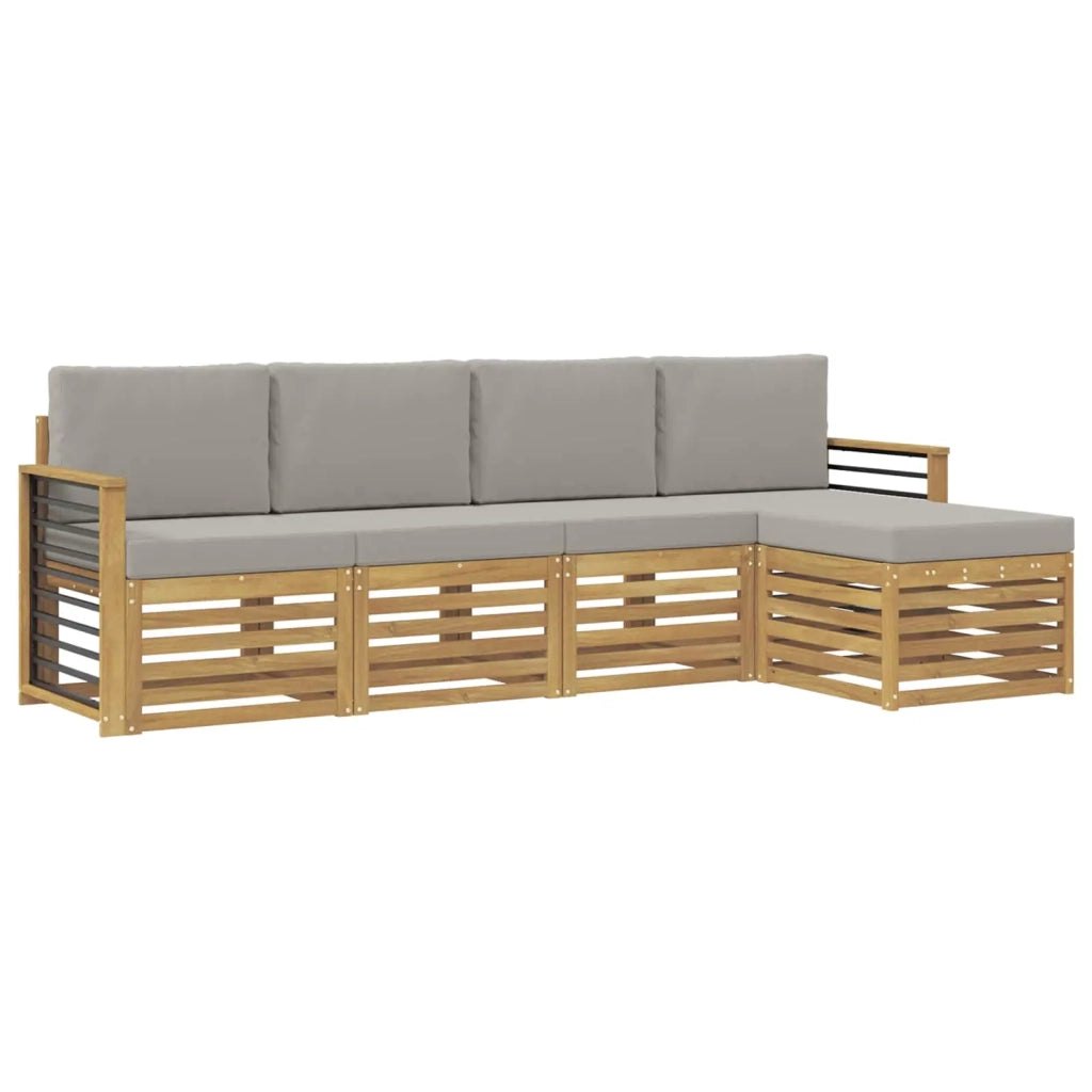 Set di divani da esterno 5 pcs Bianco e Grigio Chiaro 3391686