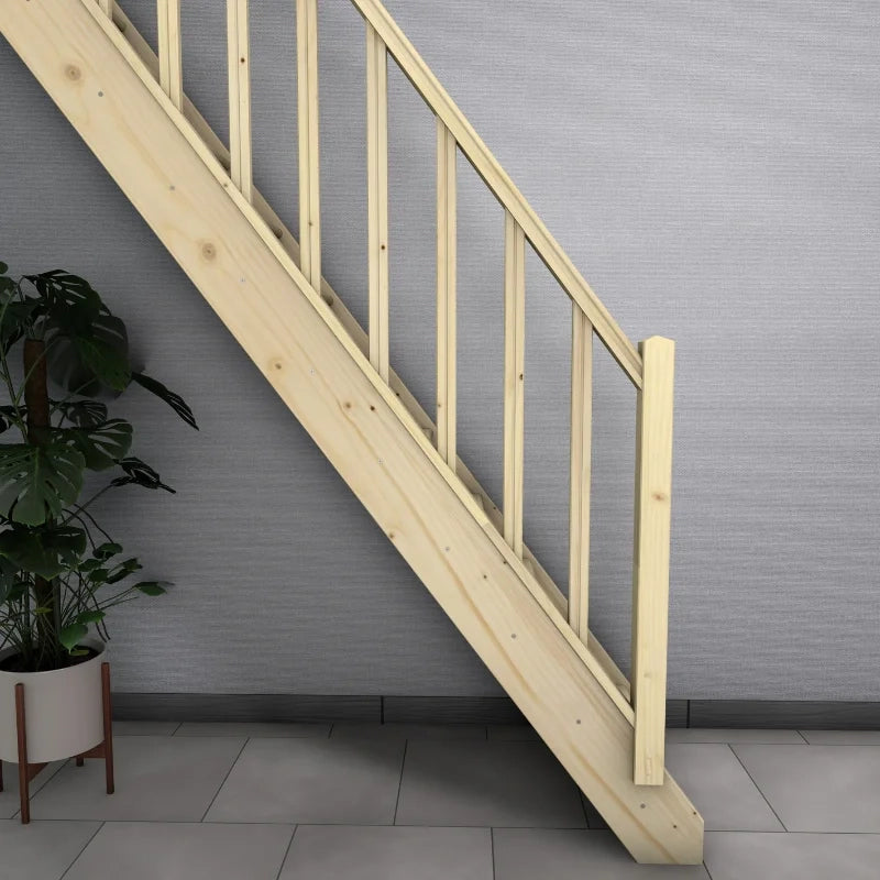 NORMANDIE - Scala rettilinea in legno con balaustro e alzate