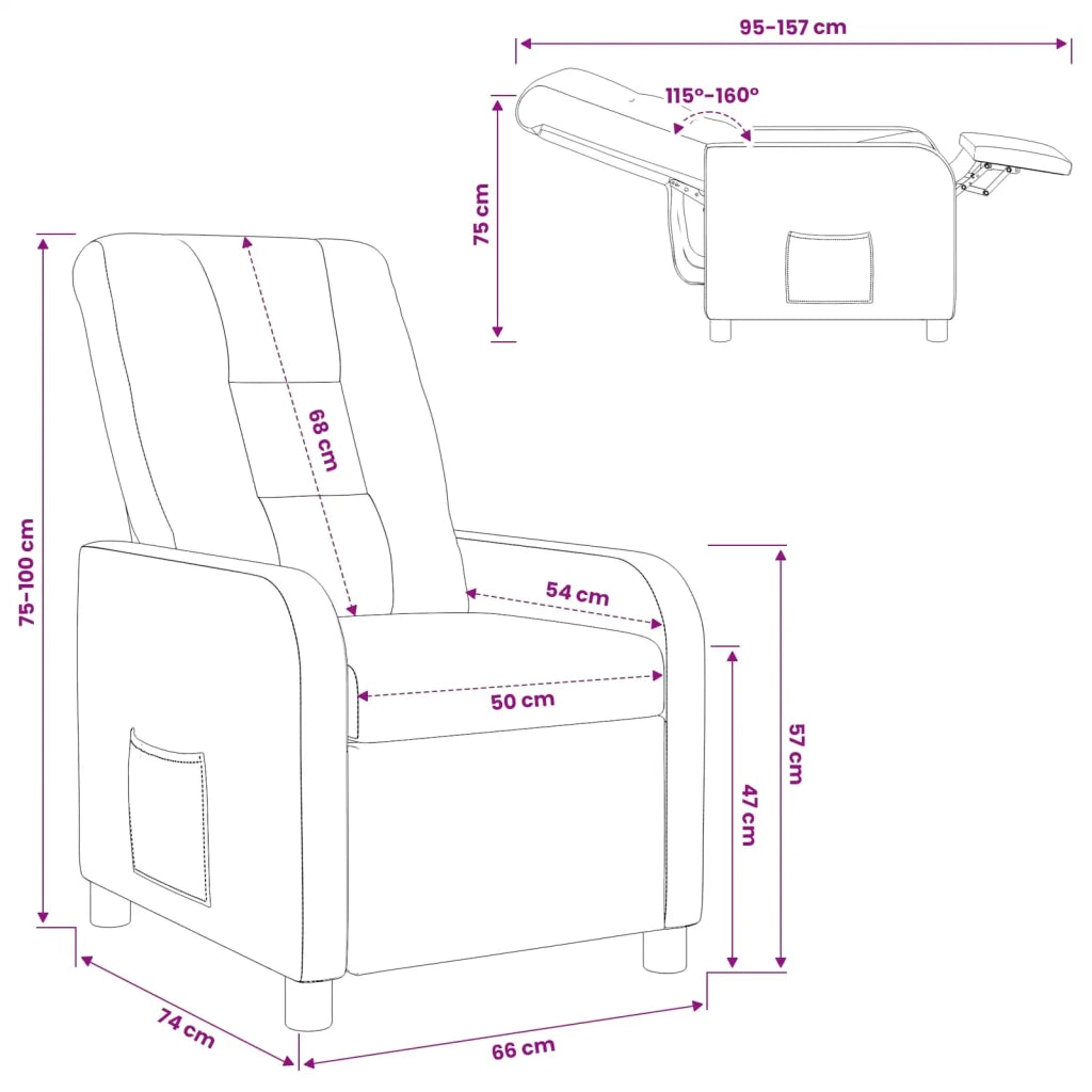 Poltrona reclinabile Marrone Scuro Tessuto 42035025