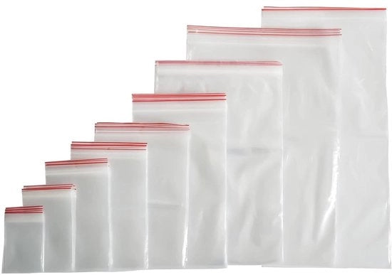 Zaketti plastici chiusibili - 100 pezzi - 40 x 45 cm - con chiusura a compressione