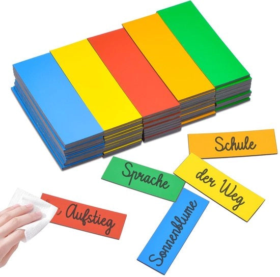 120 strisce adesive magnetiche descrittive, 60 x 20 x 1,5 mm adesivi magnetici per lavagna bianca, strisce adesive magnetiche colorate per frigorifero, etichette per blocchi di appunti, etichette per etichettatura dei ripiani