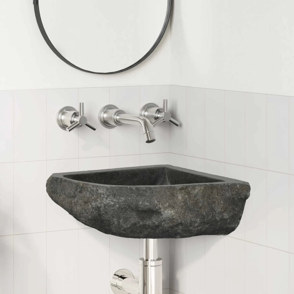 Lavabo ad angolo sospeso-Lavandino-Lavello Grigio (30-37) x (30-37) x 12 cm